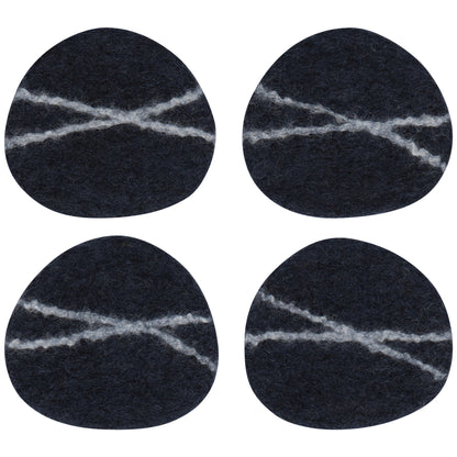 Striato Felt Wool Coasters Set of 4 - Midnight