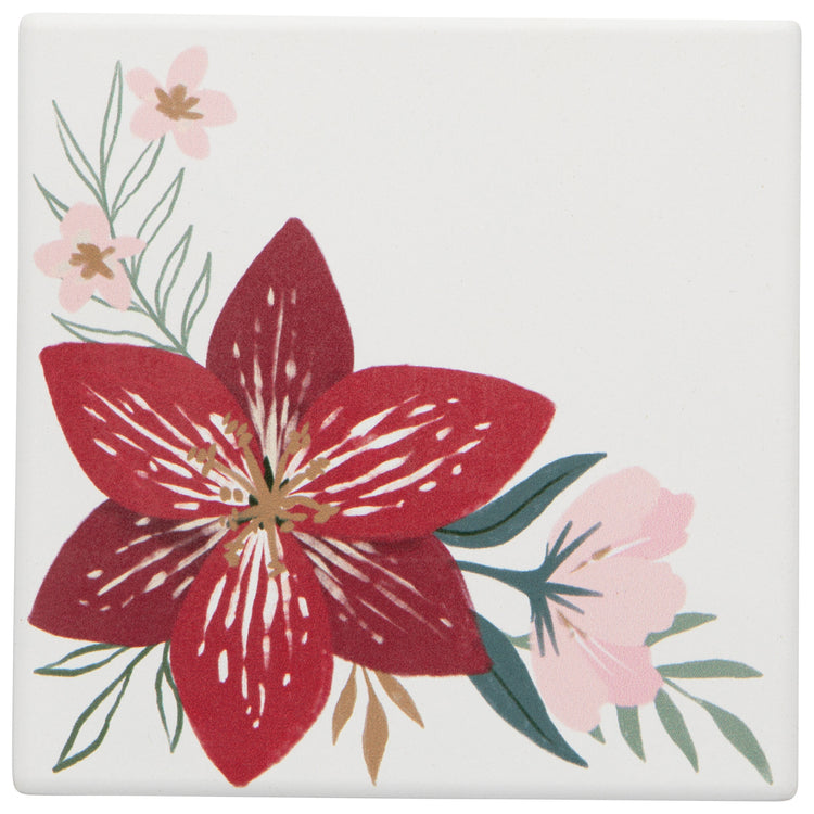 Amaryllis Christmas Soak Up Coasters Set of 4