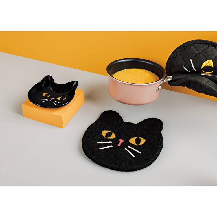 Black Cat Felted Wool Trivet