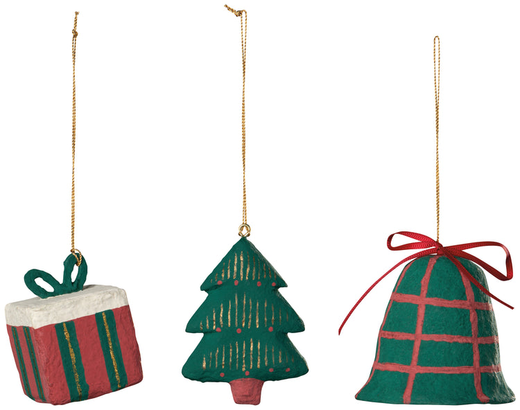 Merry Medley Mache Christmas Tree Ornaments - Assorted