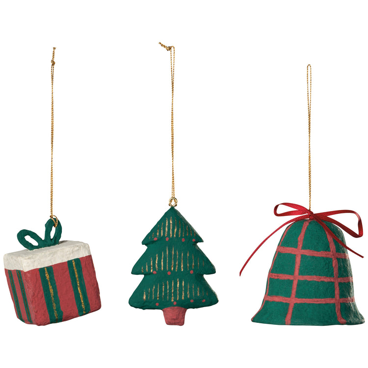 Merry Medley Mache Christmas Tree Ornaments - Assorted