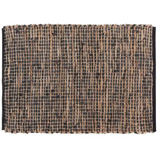 Cooper Black Leather Chind Rug 2 x 3 ft