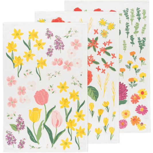 Flowers Of The Month Baker's Floursack Dishtowels Set of 3