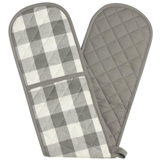 London Gray Check Double Oven Mitt