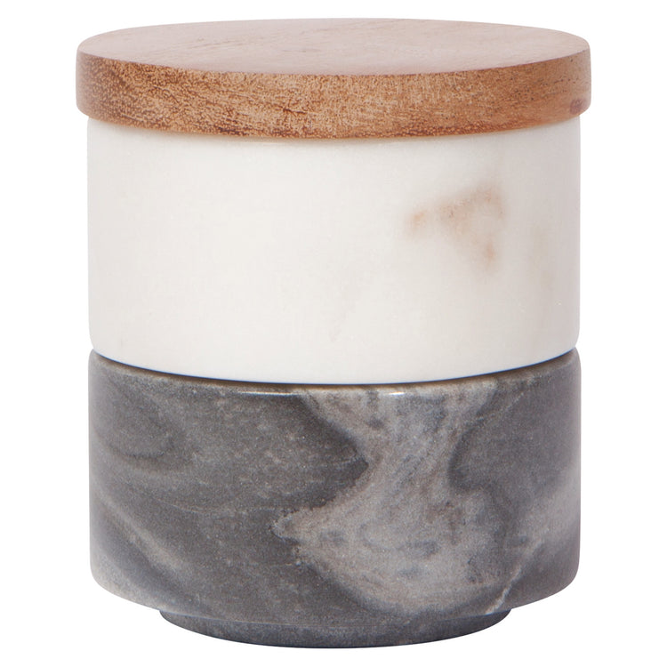White + Slate Marble Salt Cellar