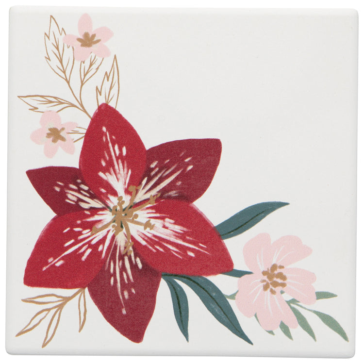 Amaryllis Christmas Soak Up Coasters Set of 4