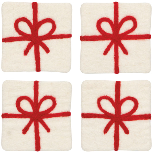 Presents Christmas Felt Wool Coaster Set of 4