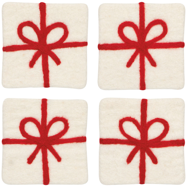 Presents Christmas Felt Wool Coaster Set of 4