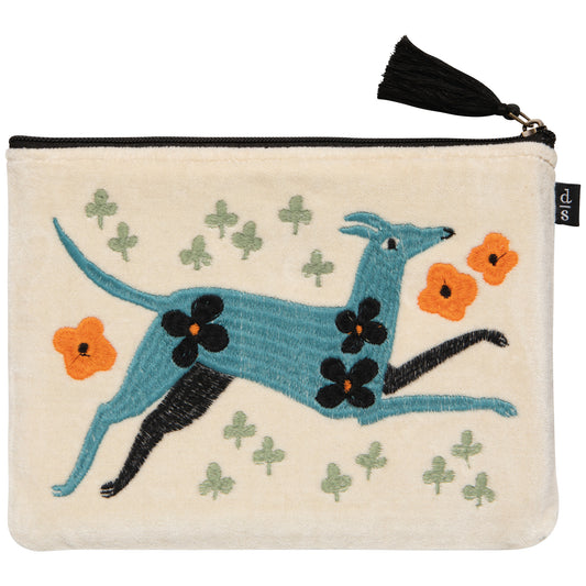 Dogwood Embroidered Flat Pouch