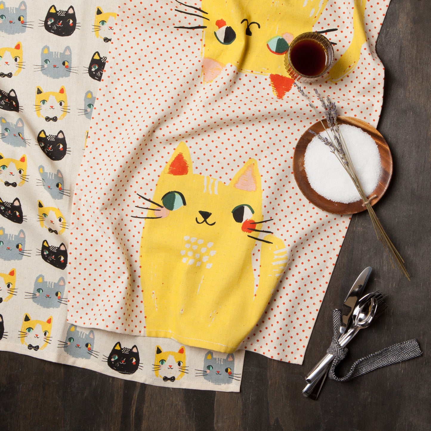 Meow Meow Dishtowels Set of 2