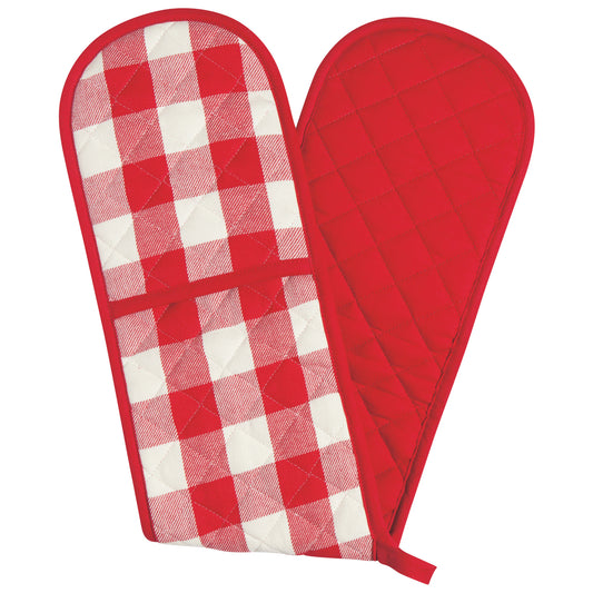 Red Check Double Oven Mitt