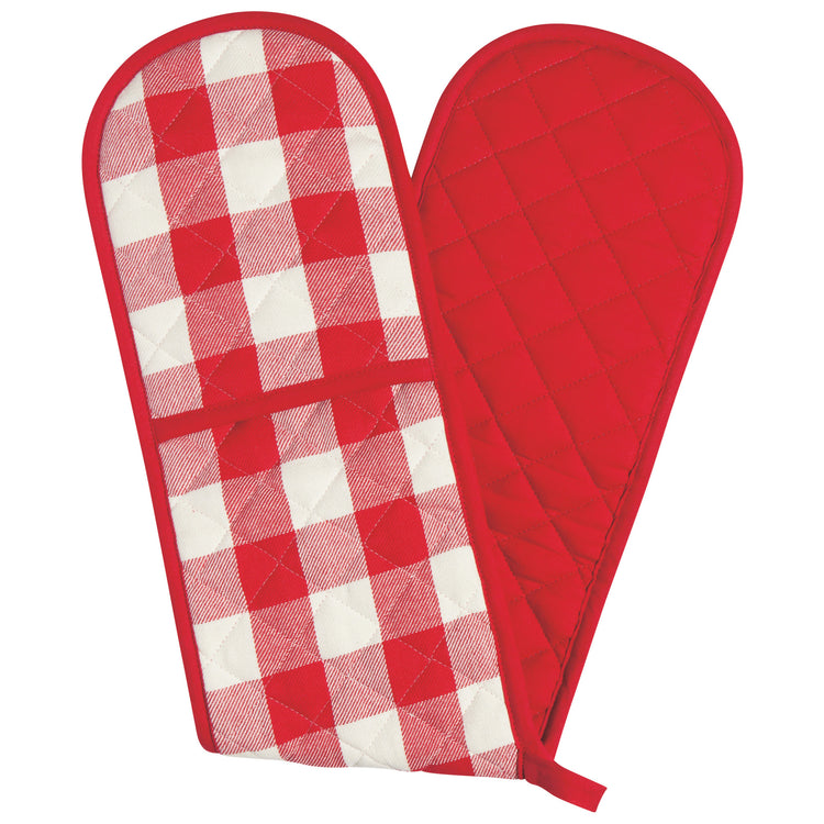 Red Check Double Oven Mitt