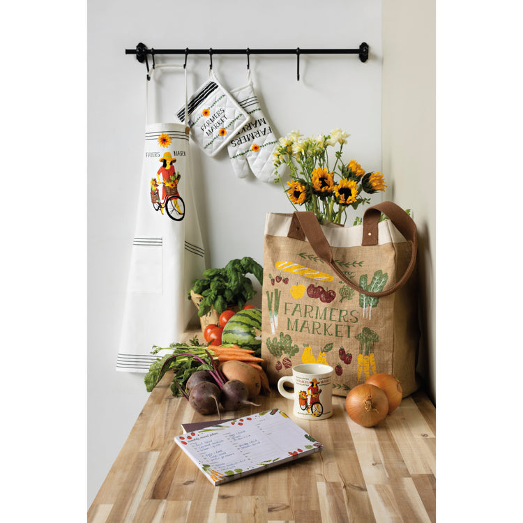 Farmers Market Large Burlap Shopping Bag