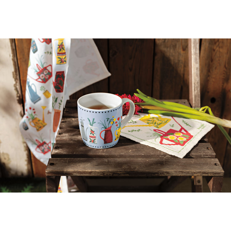 Watering Cans Printed Dishtowel