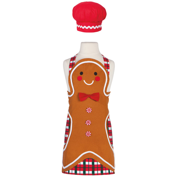 Gingerbread Christmas Kid's Apron and Hat Set