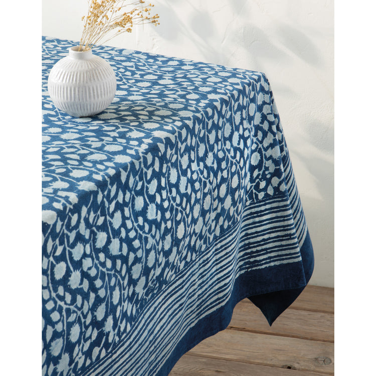 Vinebloom Block Print Tablecloth 90 x 60 inch