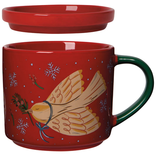 Season's Tweetings Christmas Mug with Lid