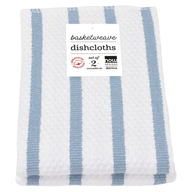 Basketweave Slate Blue Dishcloths Set of 2