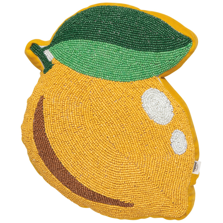 Citrus Burst Beaded Throw Pillow