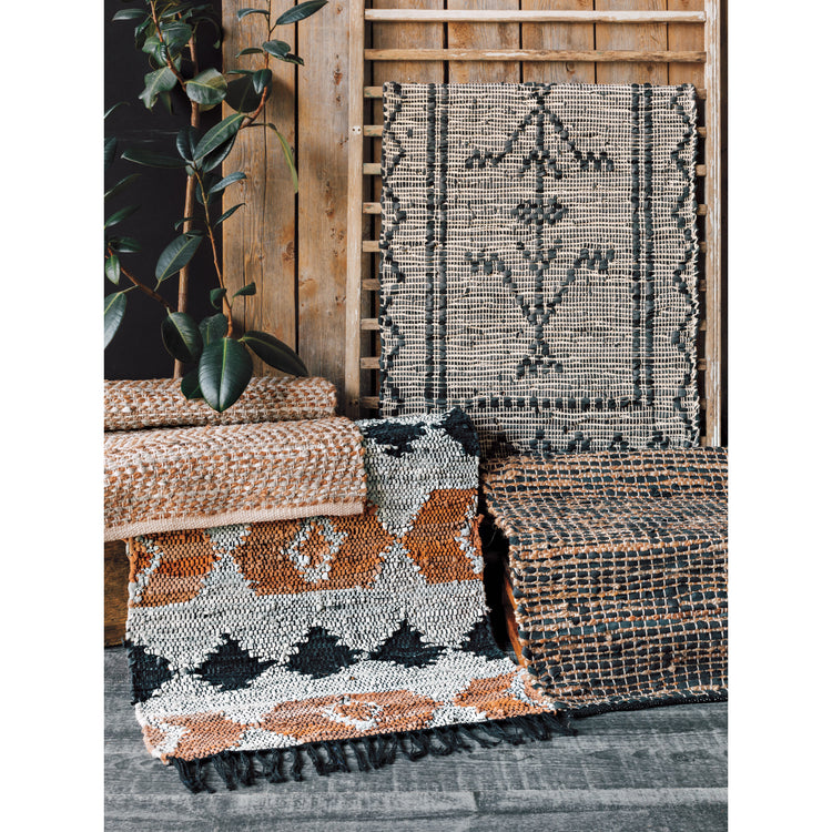 Cooper Black Leather Chind Rug 2 x 3 ft