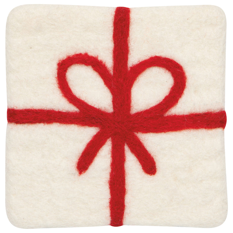 Presents Christmas Felt Wool Coaster Set of 4