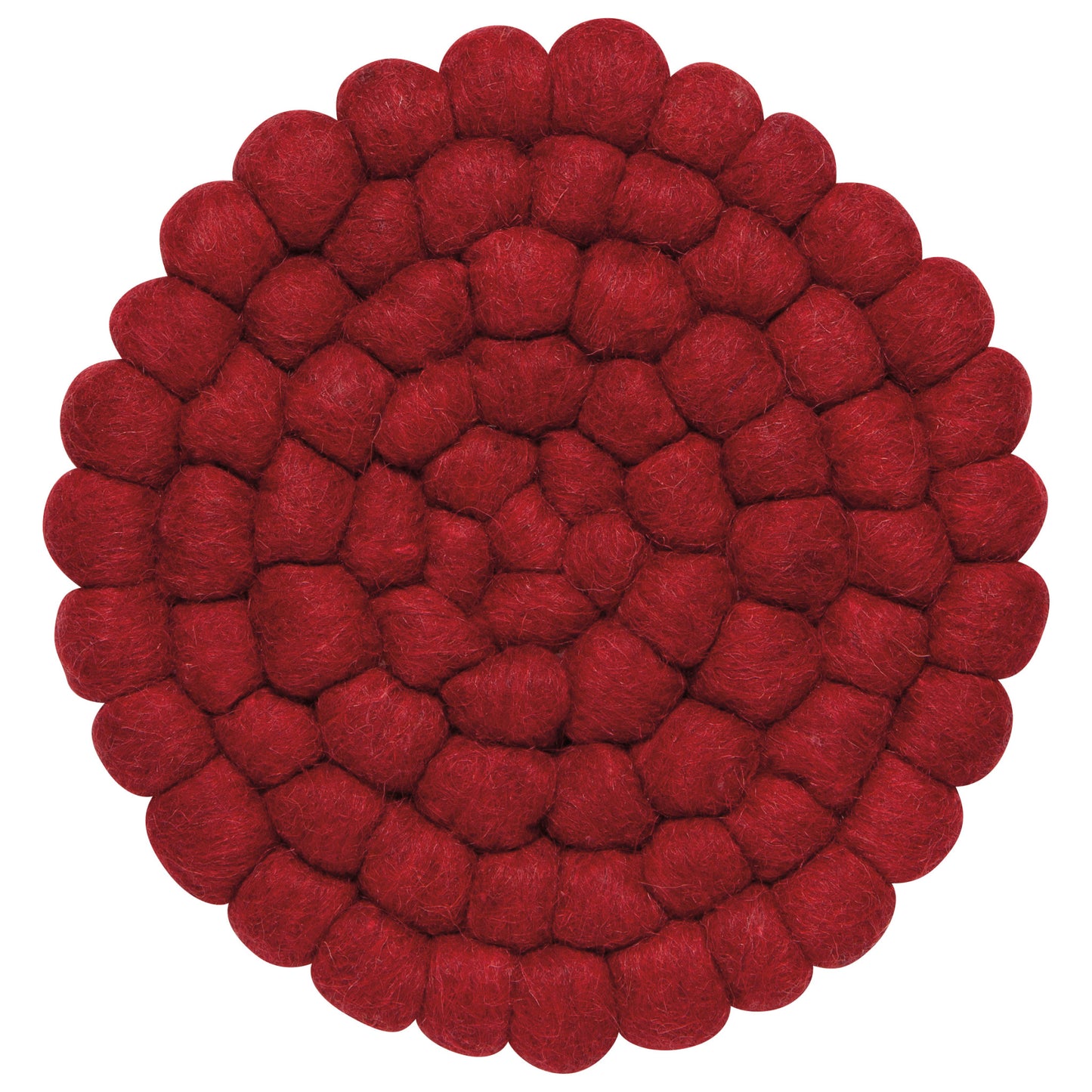 Chili Red Wool Felt Ball Trivet