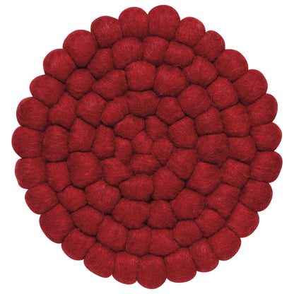 Chili Red Wool Felt Ball Trivet