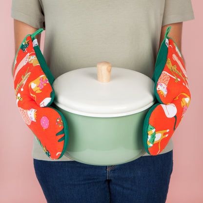 Let it Meow Christmas Oven Mitts Set of 2