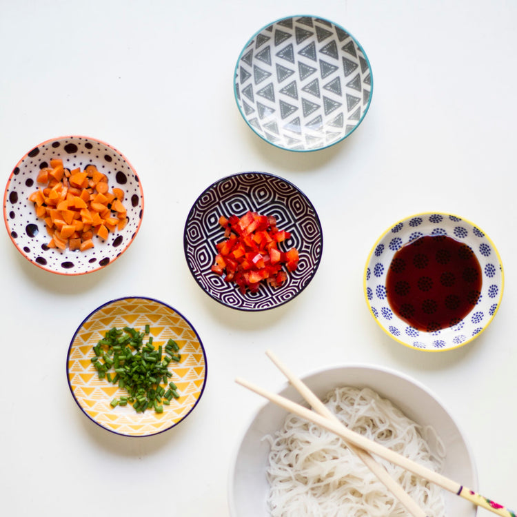 Bits & Dots Multi-Color Pinch Bowls Set of 6