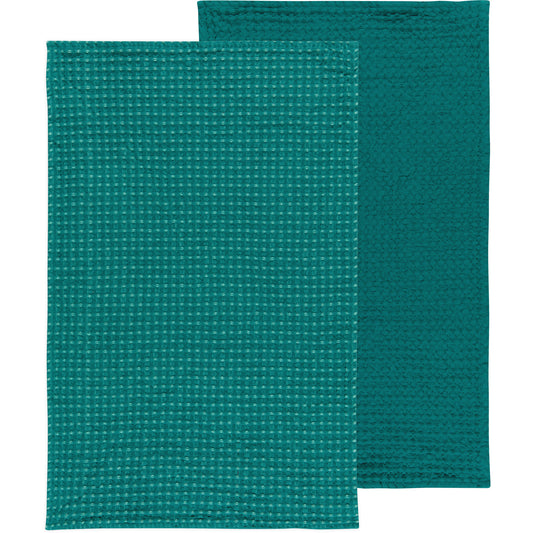 Second Spin Teal Waffle Dishtowel Set of 2