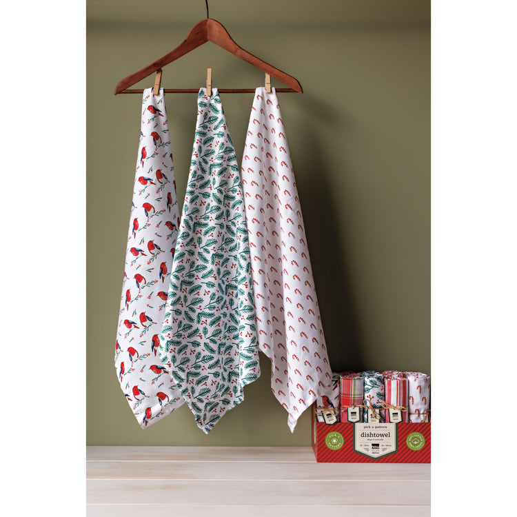 Merry & Bright Dishtowels Set of 20 with Counter Display Unit