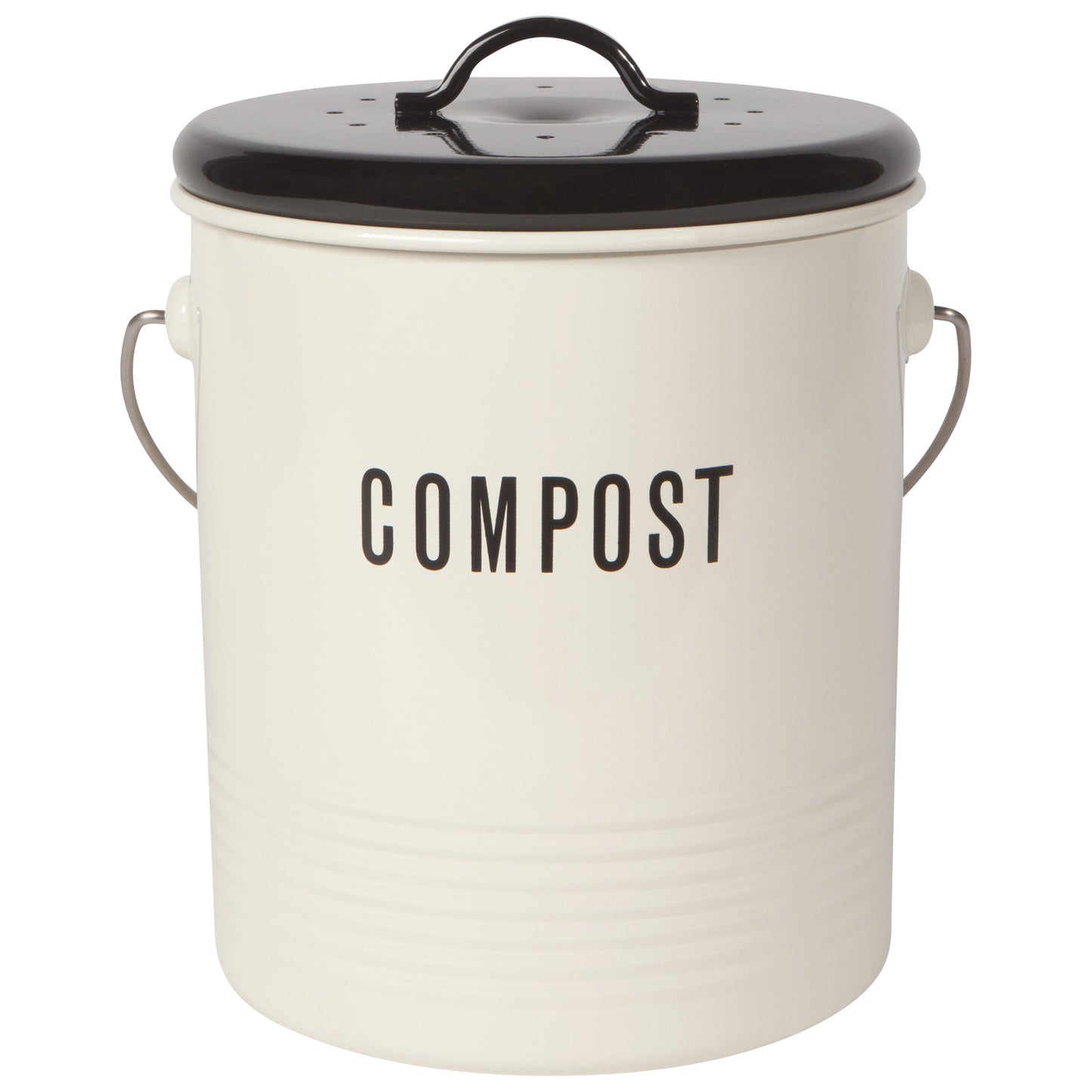 Steel Compost Bin Vintage Ivory 1.25 Gallon
