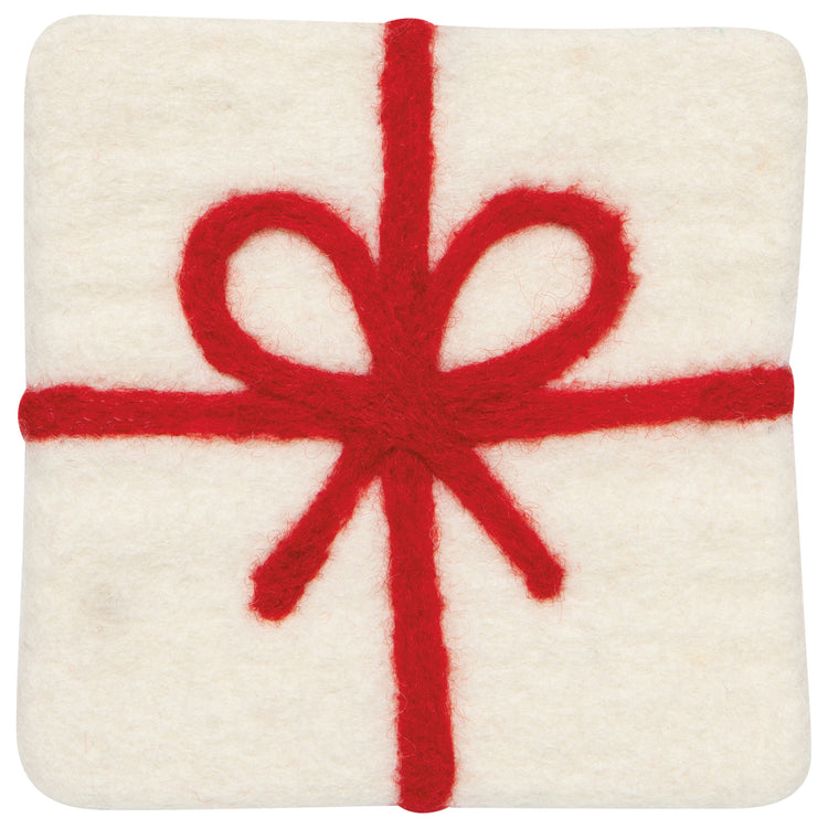 Presents Christmas Felt Wool Coaster Set of 4