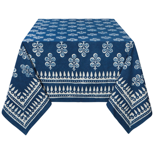 Hawthorn Block Print Tablecloth 90 x 60 inches