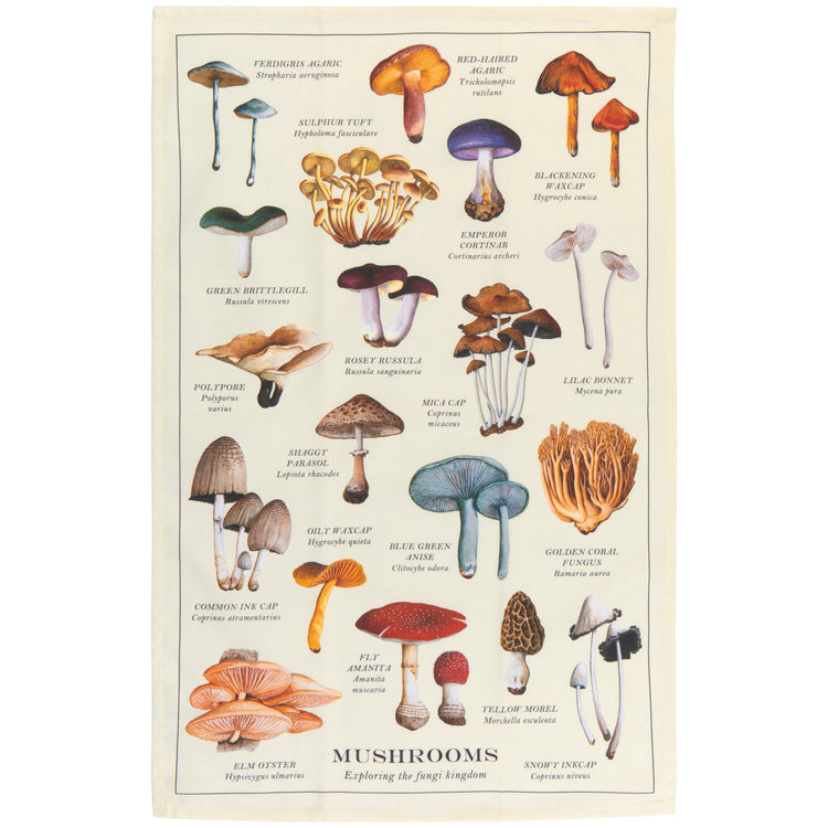 Mushrooms Fine Print Dishtowel