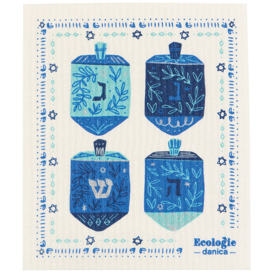 Dreidels Hanukkah Swedish Dishcloth