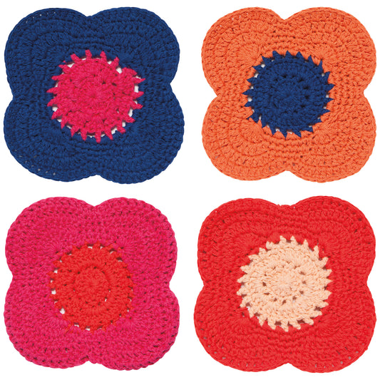 Poppy Crochet Coasters Set of 4 Assorted