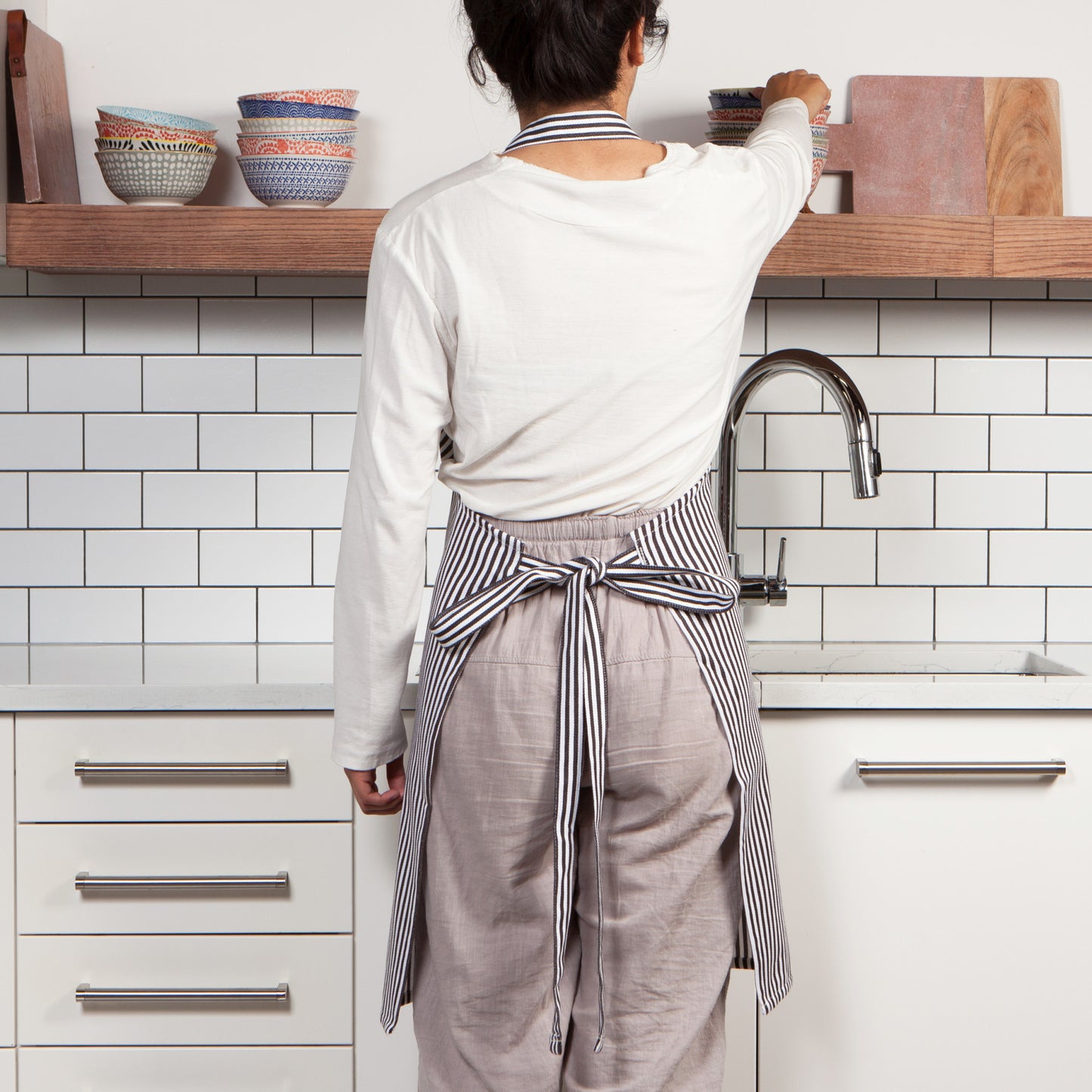 Narrow Black Stripe Chef Apron