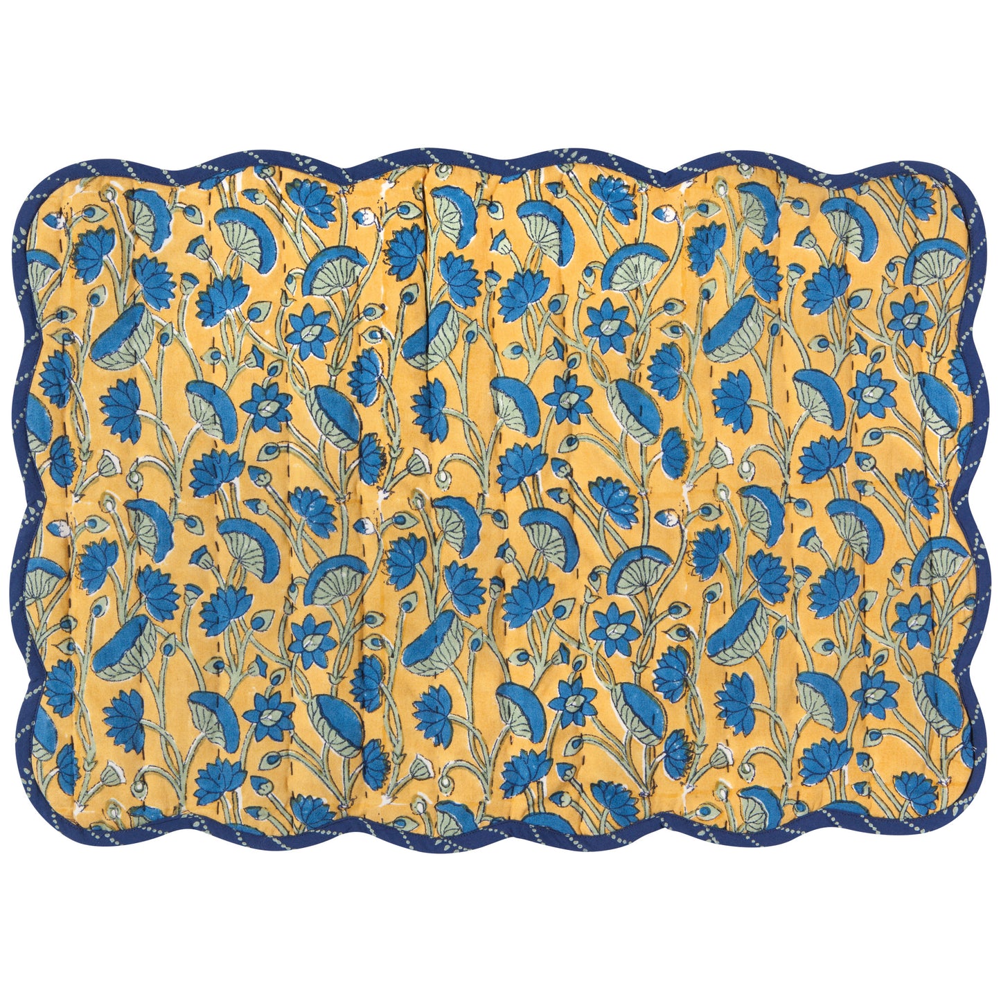 Fan Flower Block Print Kantha Placemat