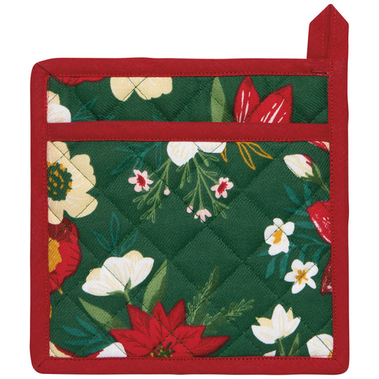 Amaryllis Christmas Spruce Potholder