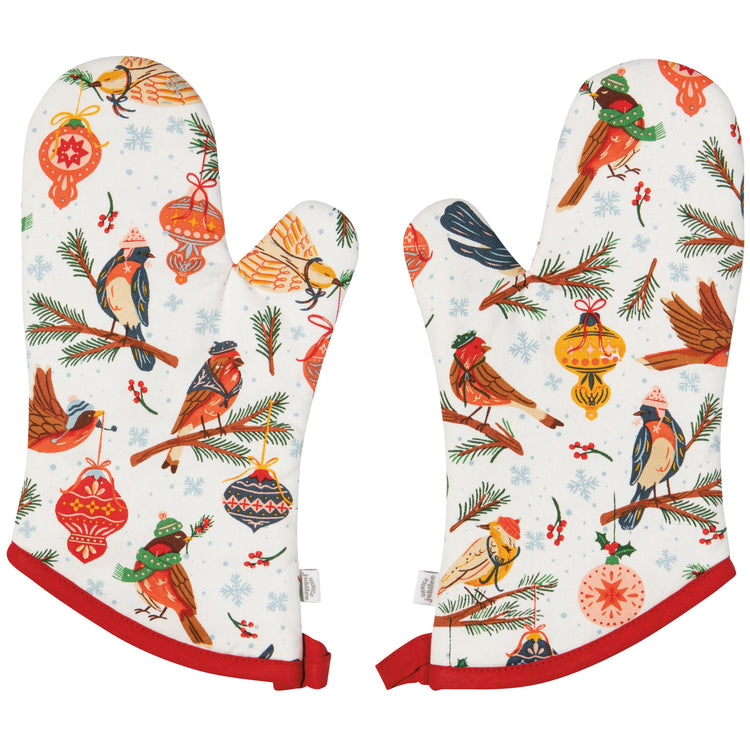 Season's Tweetings Chritmas Oven Mitts Set of 2