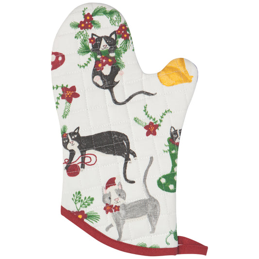 Meowy Christmas Chef Quilted Oven Mitt