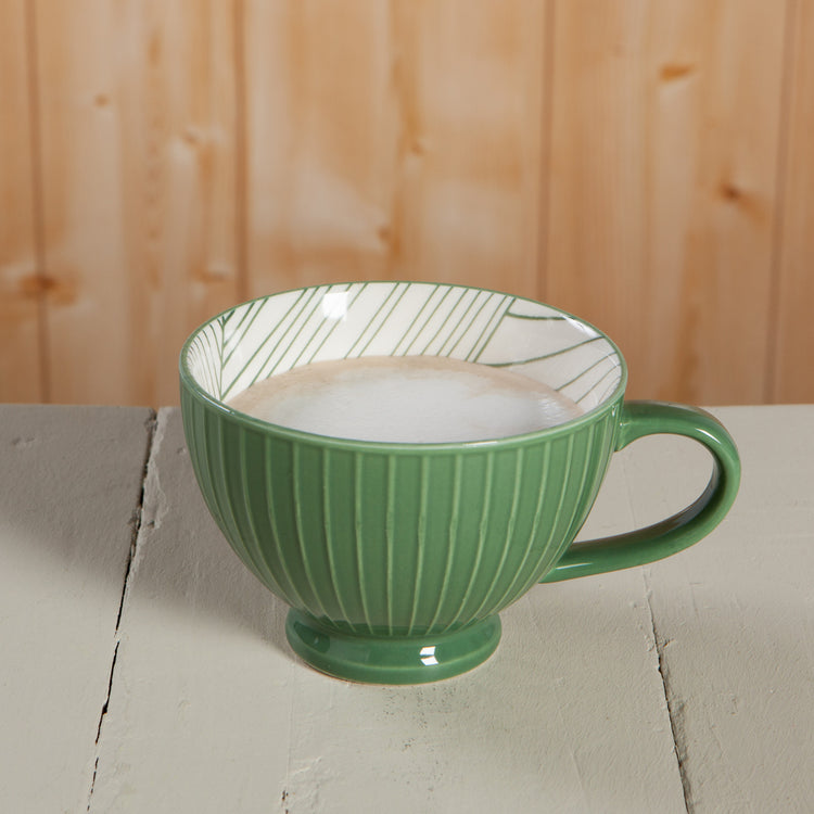 Elm Green Stamped Latte Mug 14 oz