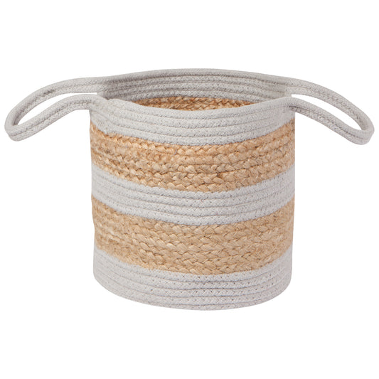 Dove Gray Tiered Small Cotton Jute Basket