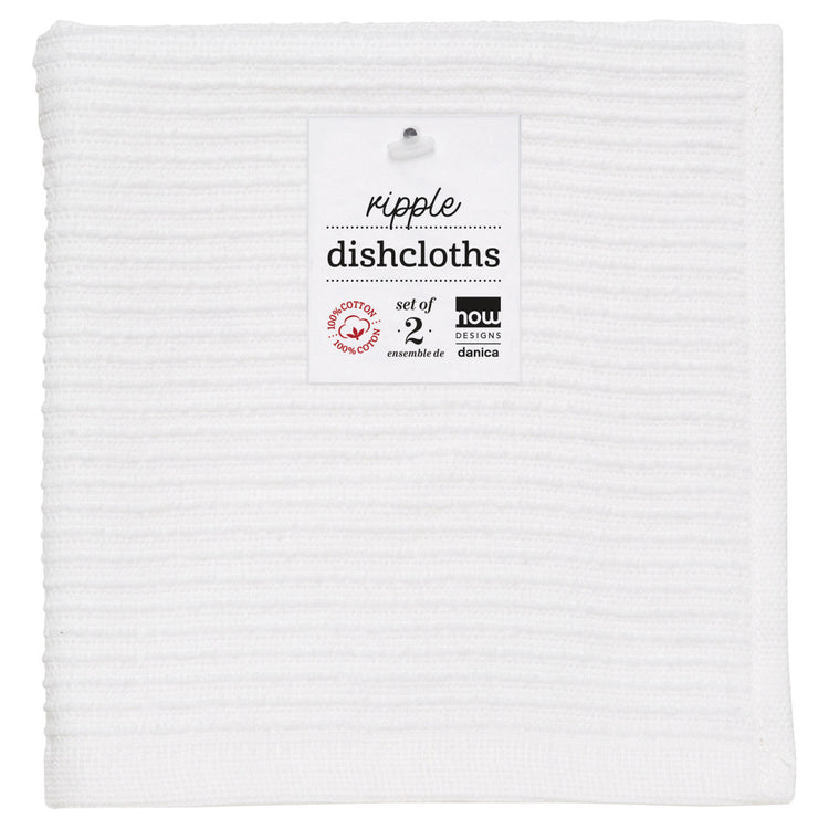 Ripple White Dishcloths Set of 2