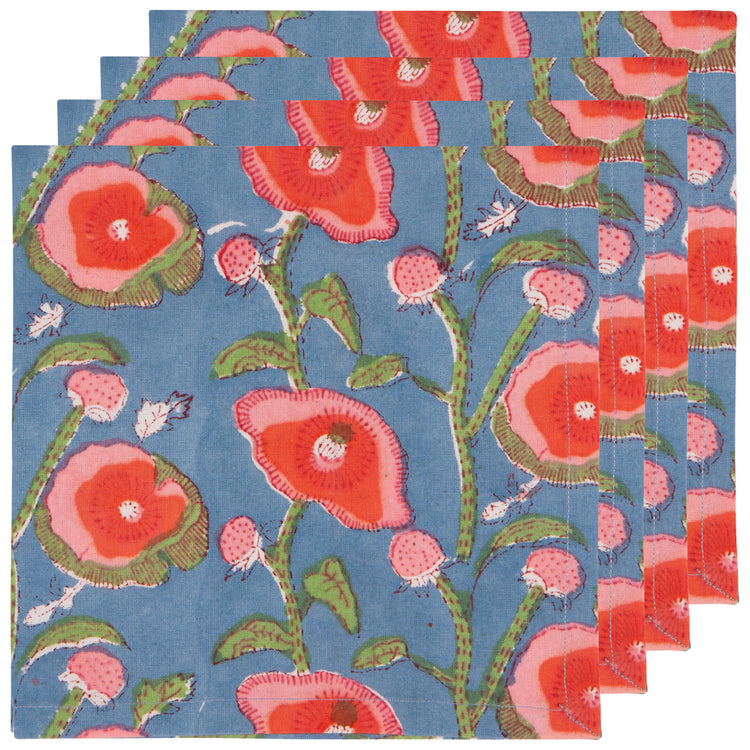 Poppy Block Print Napkins Set of 4