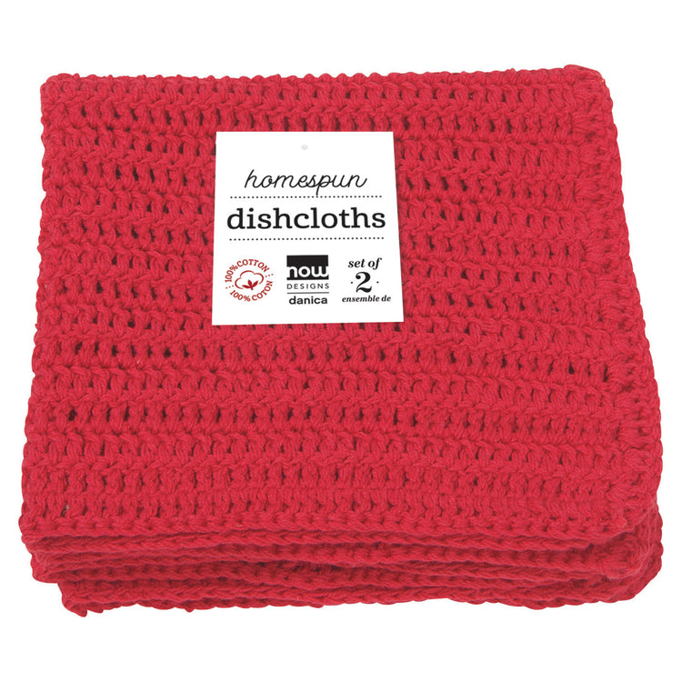 Homespun Red Dishcloths Set of 2