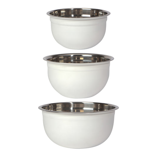 Matte Steel White Mixing Bowls Set of 3