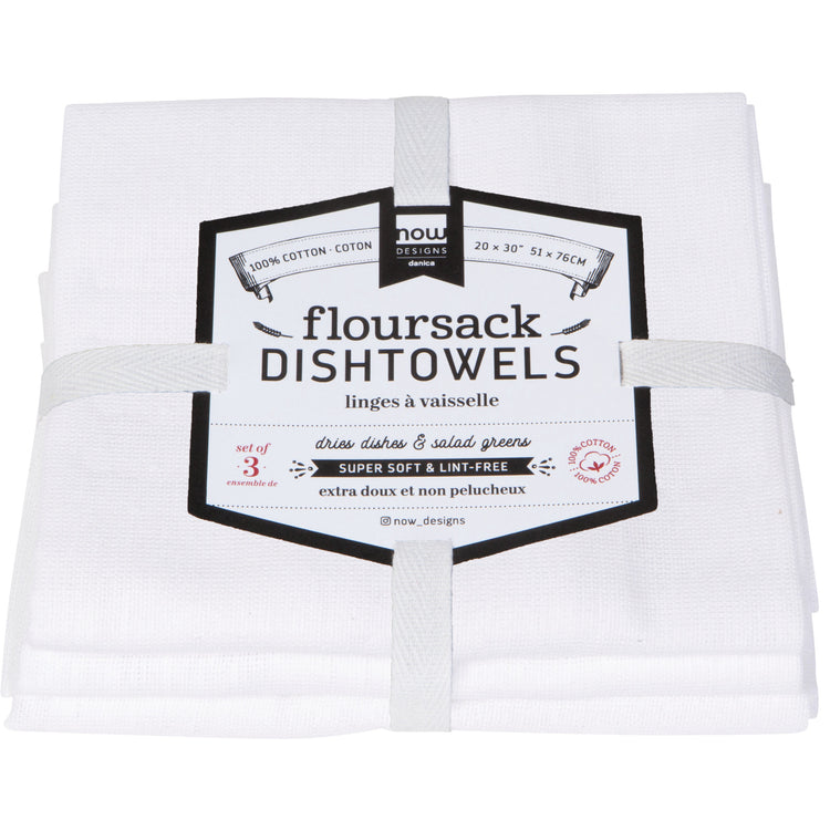 White Floursack Dishtowels Set of 3