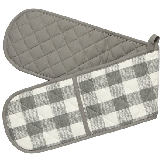 London Gray Check Long Double Handed Chef Mitt